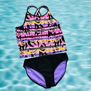 Arizona Jeans Pink/Blk 2‎ Piece High Waist Tankini Swim Suit Womens Plus Size XL